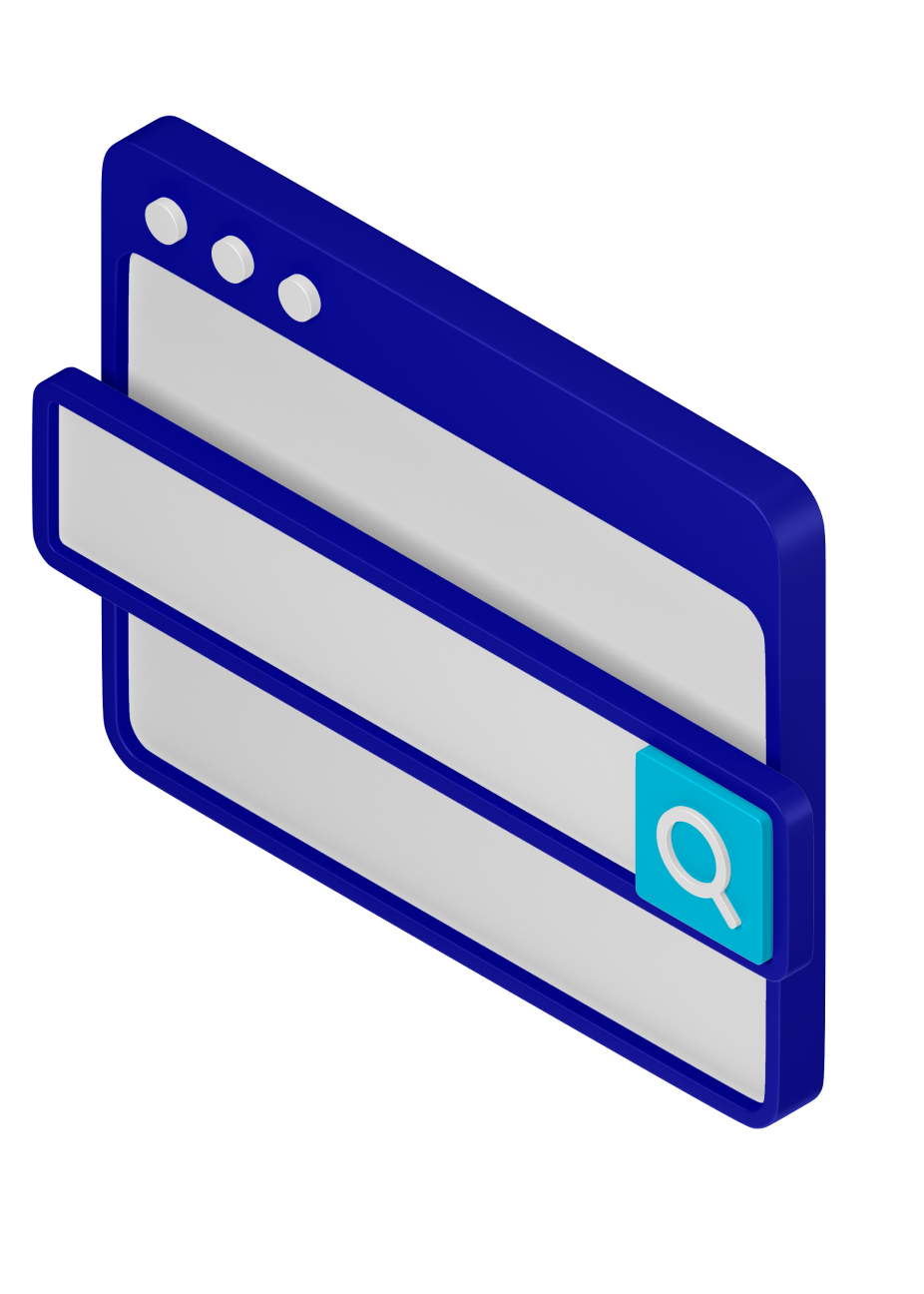 3D model of a browser window with searchbar